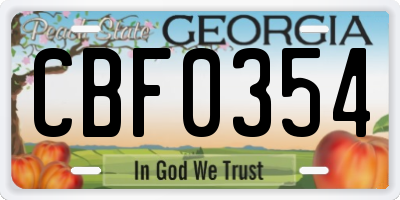 GA license plate CBF0354