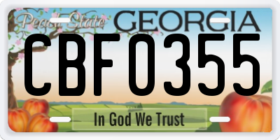 GA license plate CBF0355