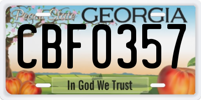 GA license plate CBF0357