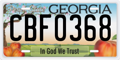 GA license plate CBF0368