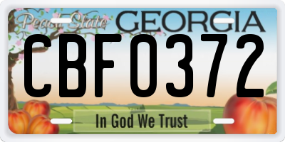 GA license plate CBF0372