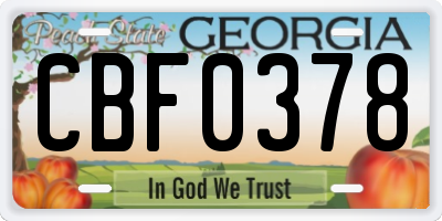 GA license plate CBF0378