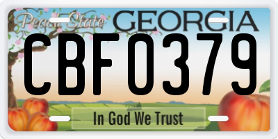 GA license plate CBF0379