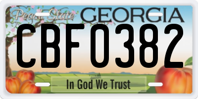 GA license plate CBF0382