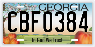 GA license plate CBF0384