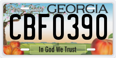 GA license plate CBF0390