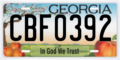 GA license plate CBF0392