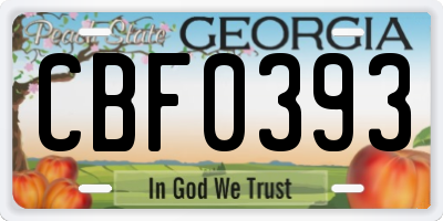 GA license plate CBF0393