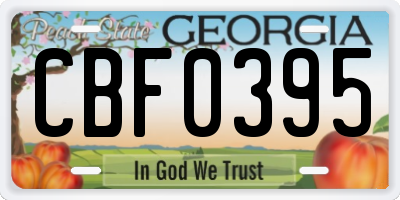 GA license plate CBF0395
