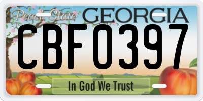 GA license plate CBF0397