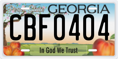 GA license plate CBF0404