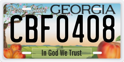 GA license plate CBF0408