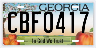 GA license plate CBF0417