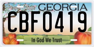 GA license plate CBF0419