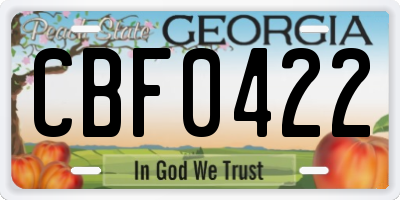 GA license plate CBF0422