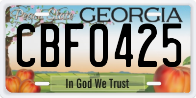 GA license plate CBF0425