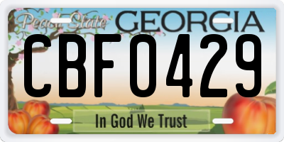 GA license plate CBF0429