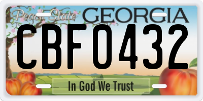 GA license plate CBF0432