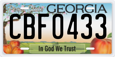 GA license plate CBF0433