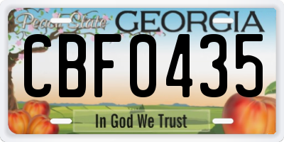 GA license plate CBF0435