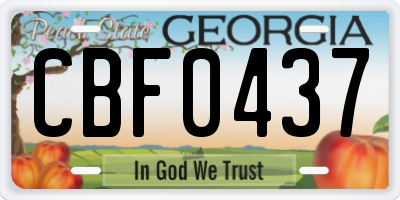 GA license plate CBF0437