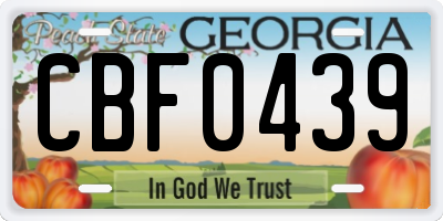 GA license plate CBF0439