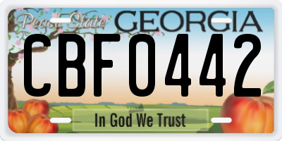GA license plate CBF0442