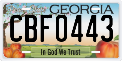 GA license plate CBF0443