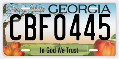 GA license plate CBF0445