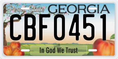 GA license plate CBF0451