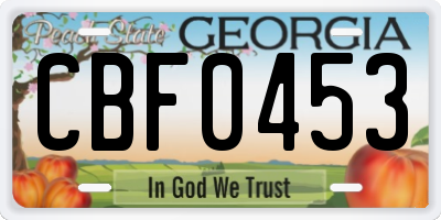 GA license plate CBF0453