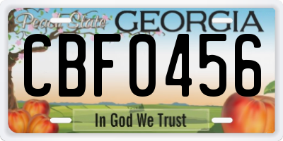 GA license plate CBF0456