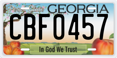 GA license plate CBF0457