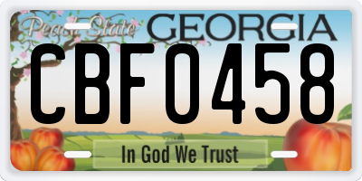 GA license plate CBF0458