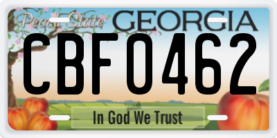 GA license plate CBF0462