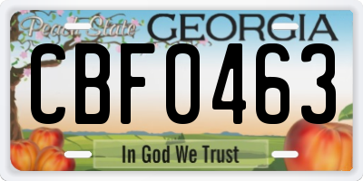 GA license plate CBF0463
