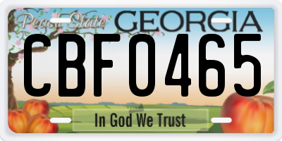 GA license plate CBF0465