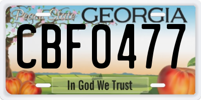 GA license plate CBF0477