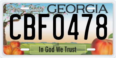 GA license plate CBF0478