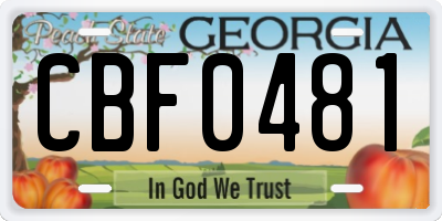 GA license plate CBF0481