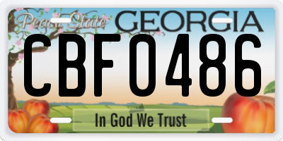GA license plate CBF0486