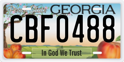 GA license plate CBF0488