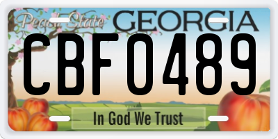 GA license plate CBF0489