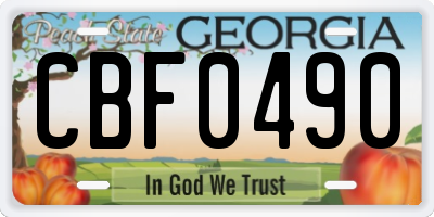 GA license plate CBF0490