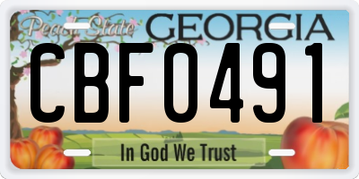 GA license plate CBF0491