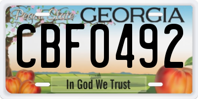 GA license plate CBF0492