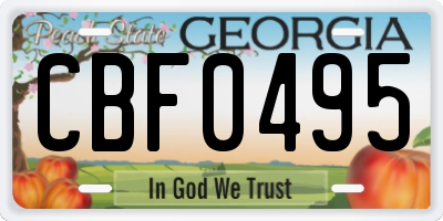 GA license plate CBF0495