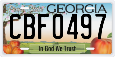 GA license plate CBF0497