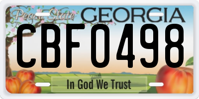GA license plate CBF0498