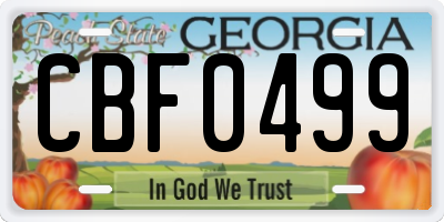 GA license plate CBF0499